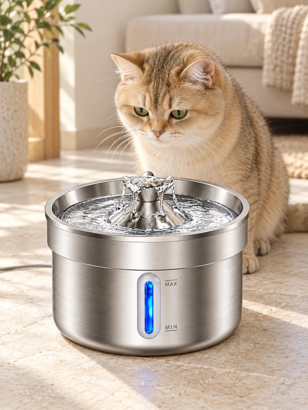 Fontaine à eau pour chat en inox