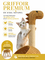 Arbre à Chat Dinosaure Beige en Rotin avec Panier-caracteristique1