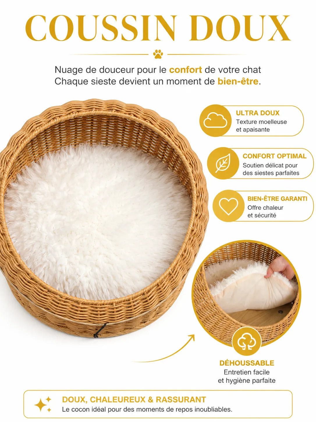 Arbre à Chat Dinosaure Beige en Rotin avec Panier-caracteristique5