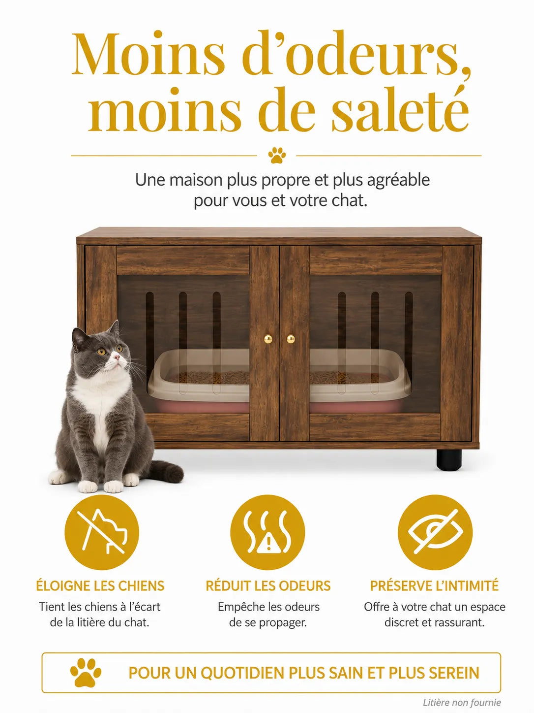 Arbre à Chat Litière Bois avec Hamac 152 cm-caracteristique3