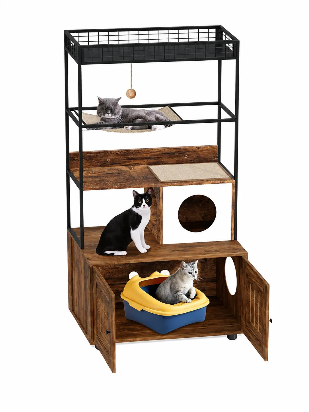Arbre à Chat Litière Bois avec Hamac 152 cm