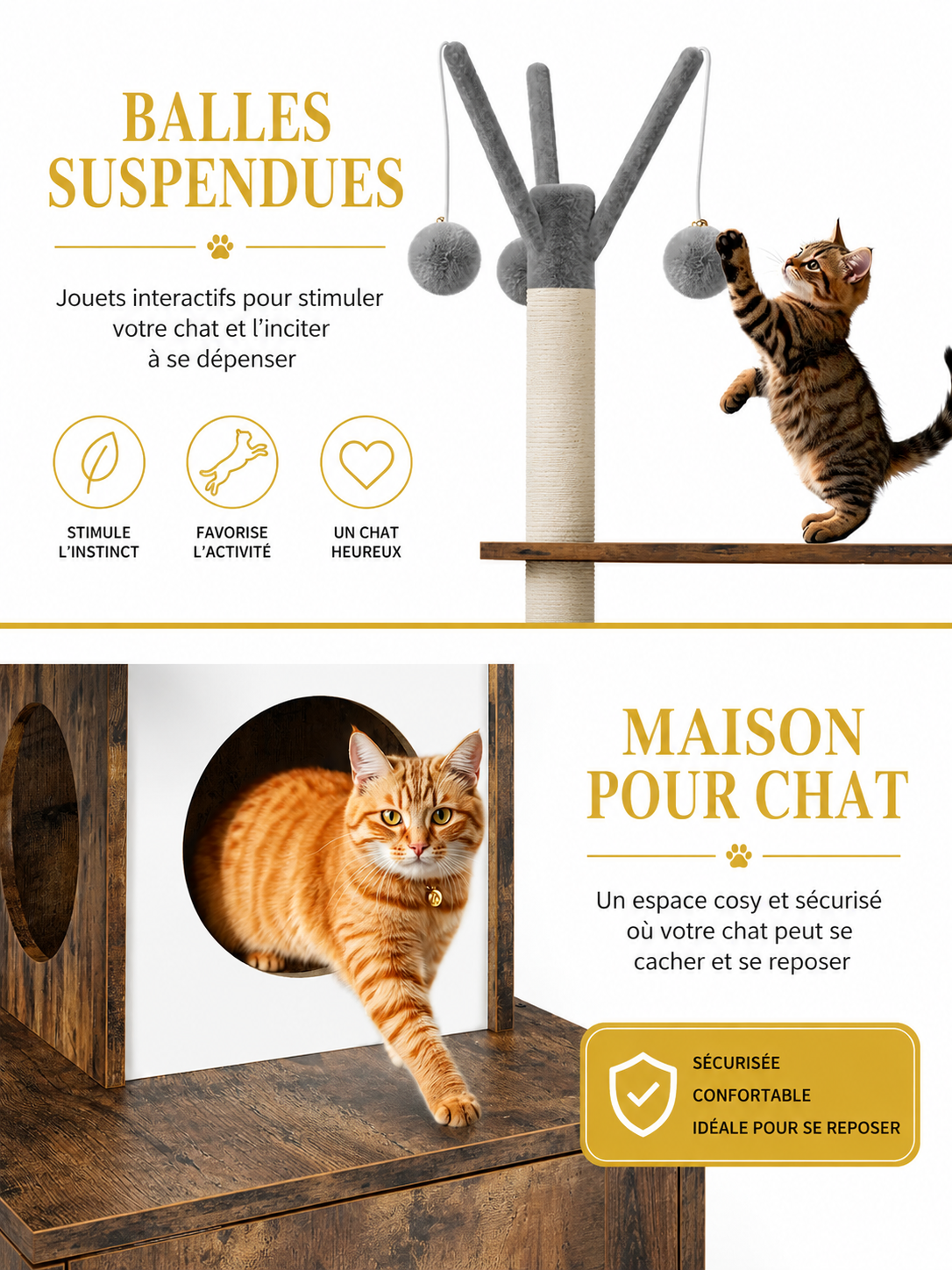 Arbre à Chat Litière avec Perchoirs et Jouets-caracteristique1