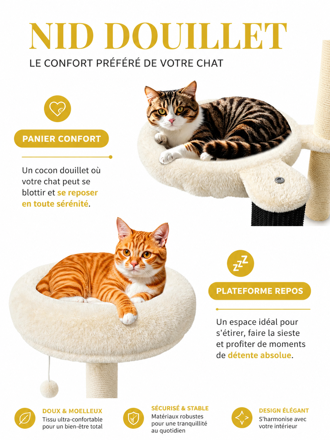 Arbre à Chat Litière avec Perchoirs et Jouets-caracteristique2