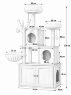 Arbre à Chat Litière avec Perchoirs et Jouets-dimensions