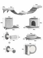 Arbre à Chat Mural 11 Pièces avec Niche-Célion-Dimensions