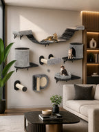 Arbre à Chat Mural 11 Pièces avec Niche-Célion-Interieur