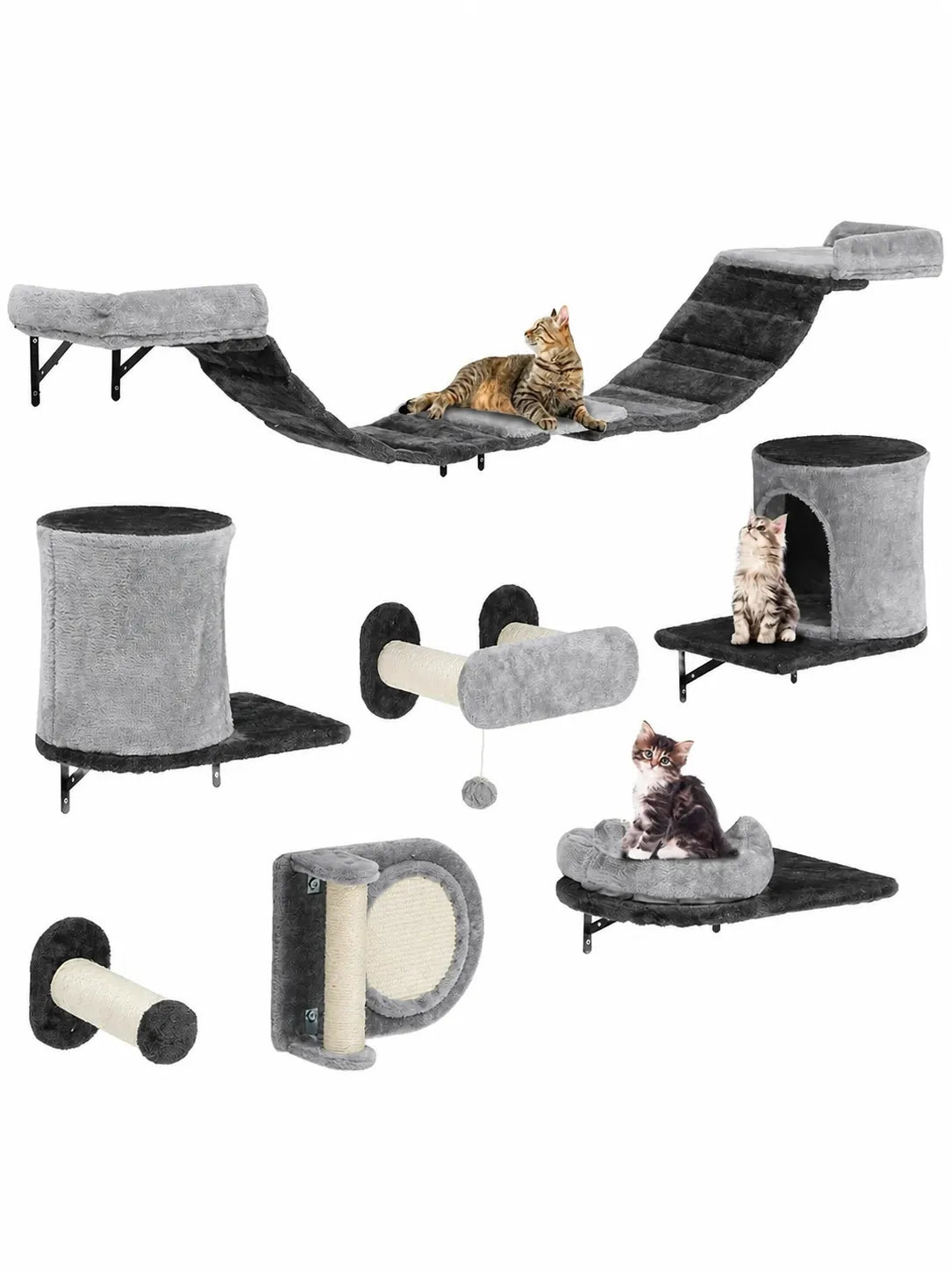 Arbre à Chat Mural 11 Pièces avec Niche-Célion
