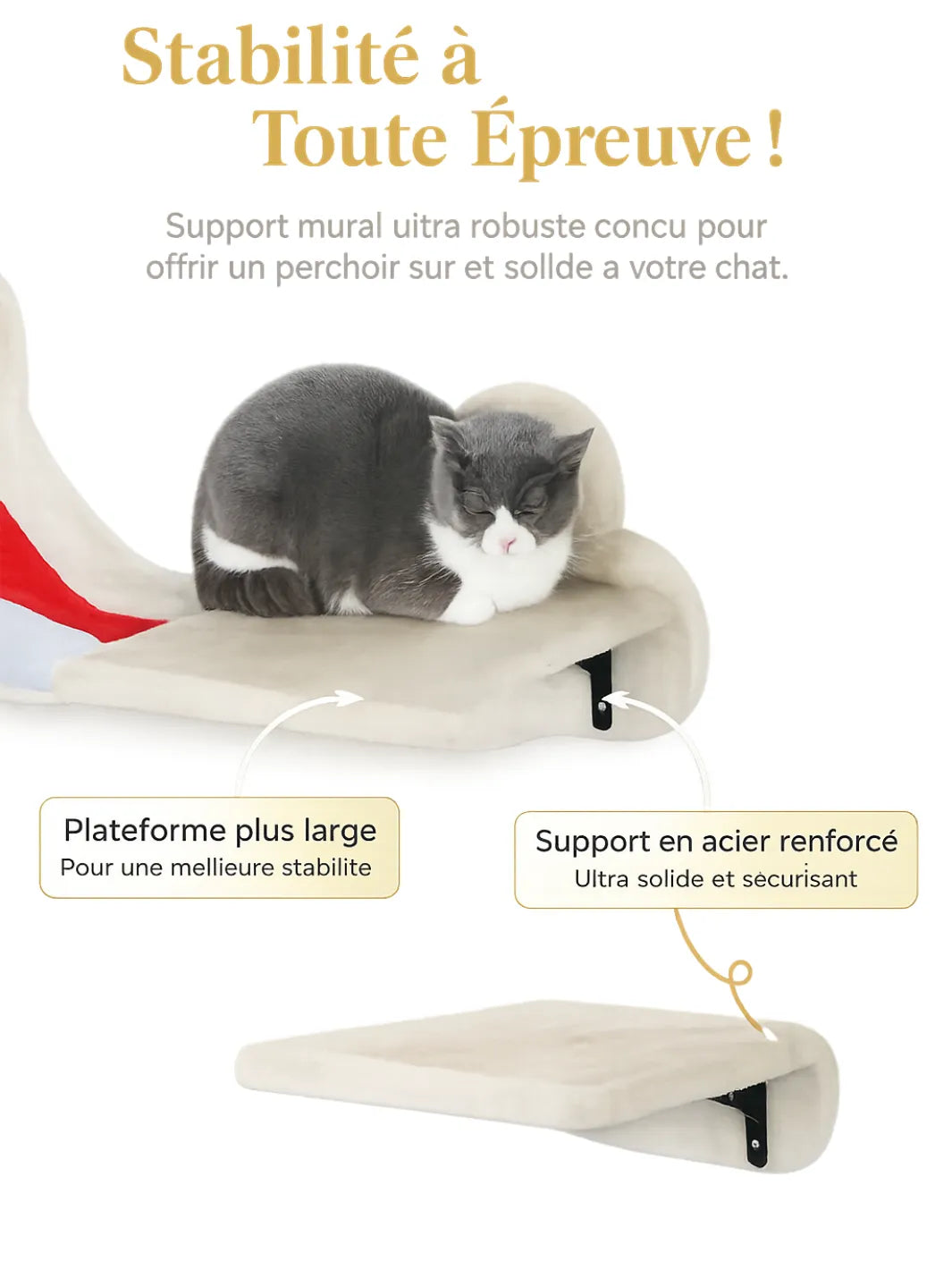 Arbre à Chat Mural 6 Pièces avec Hamacs Design et Échelle - Carcteristique 2