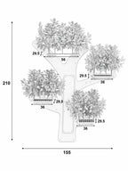 Arbre à Chat Mural Bois 3 Niveaux 155 × 210 cm-Pinéor-Dimensions
