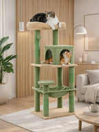 Arbre à Chat Vert 116 cm Style Cactus avec Condo, Hamac et Griffoirs en Sisal Interieur - Cactilune - Catium