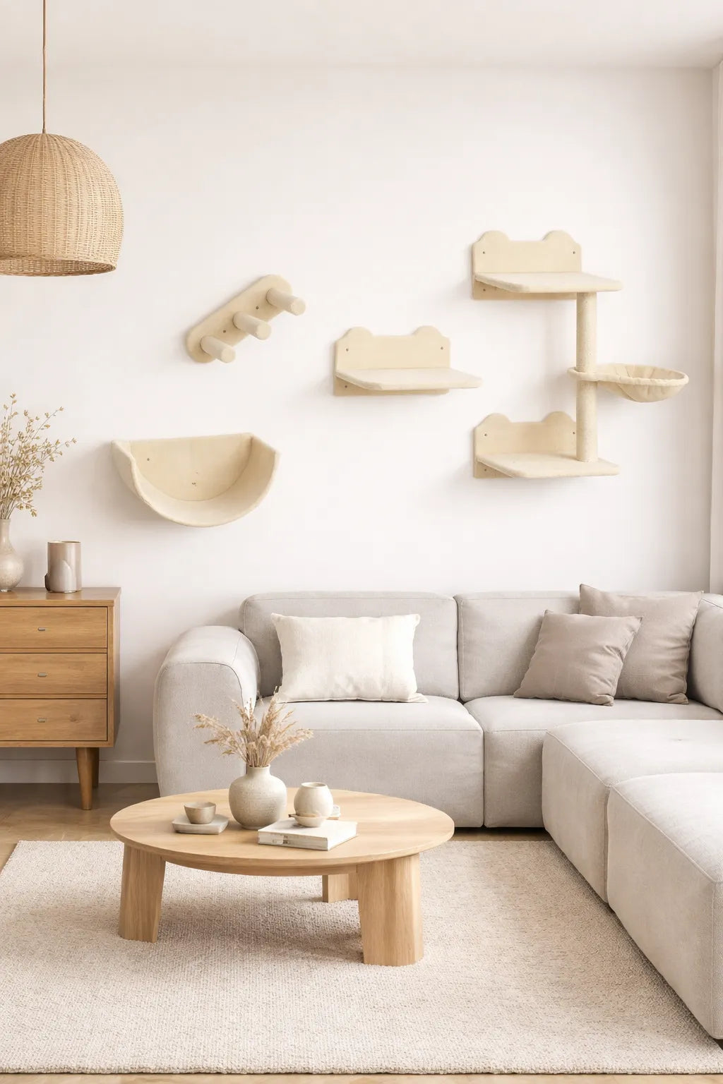 Arbre à Chat murale pour chat 4 pièces avec panier  - Tavora - Interieur