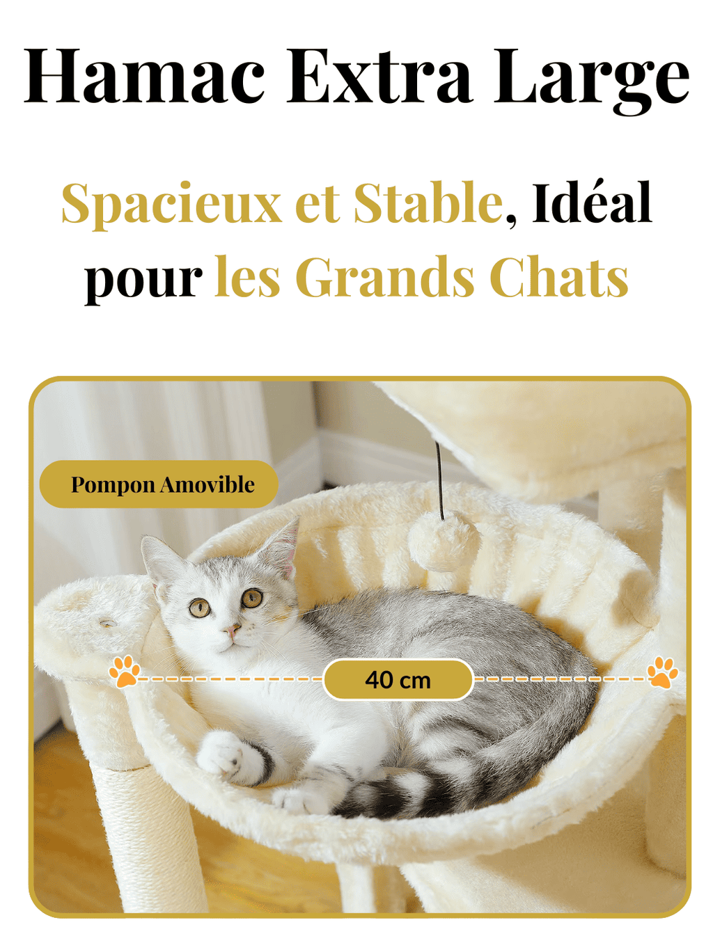 Arbre à Chat 104 cm avec Condos Spacieux et Griffoirs en Sisal Caractéristique 3 | CATIUM