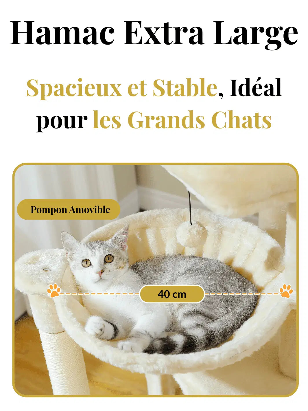 Arbre à Chat 104 cm avec Condos Spacieux et Griffoirs en Sisal Caractéristique 3 - CATIUM