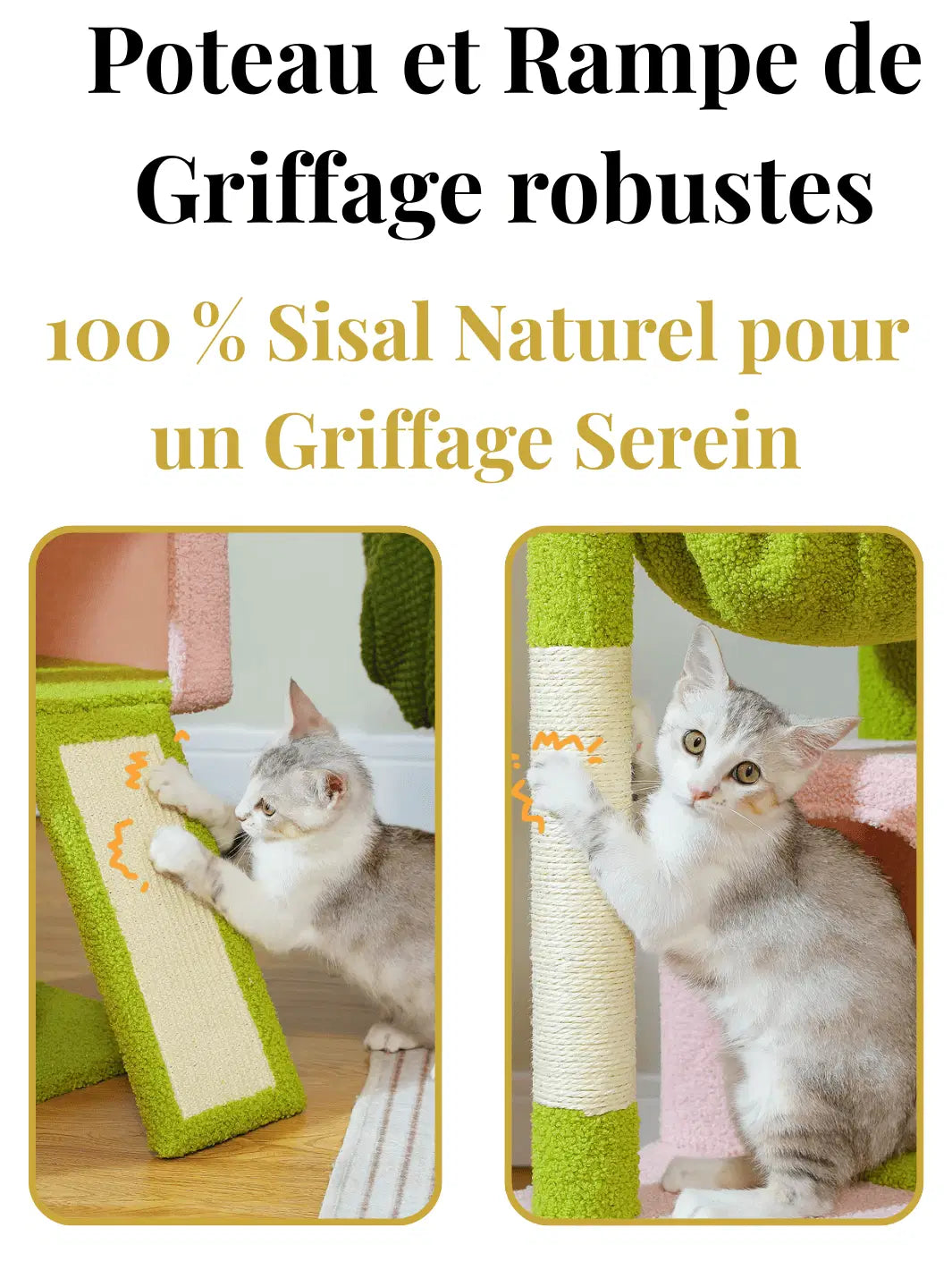 Arbre à Chat 104 cm avec Condos Spacieux et Griffoirs en Sisal Caractéristique 1 - CATIUM