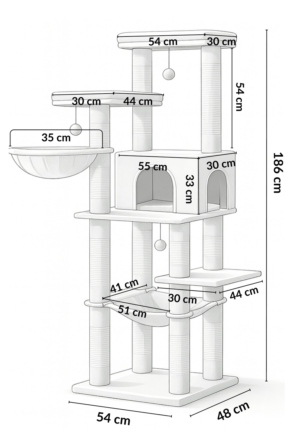 Arbre_a_Chat_186_cm_avec_Plateformes_et_Griffoirs_en_Sisal_Dimensions | Catium