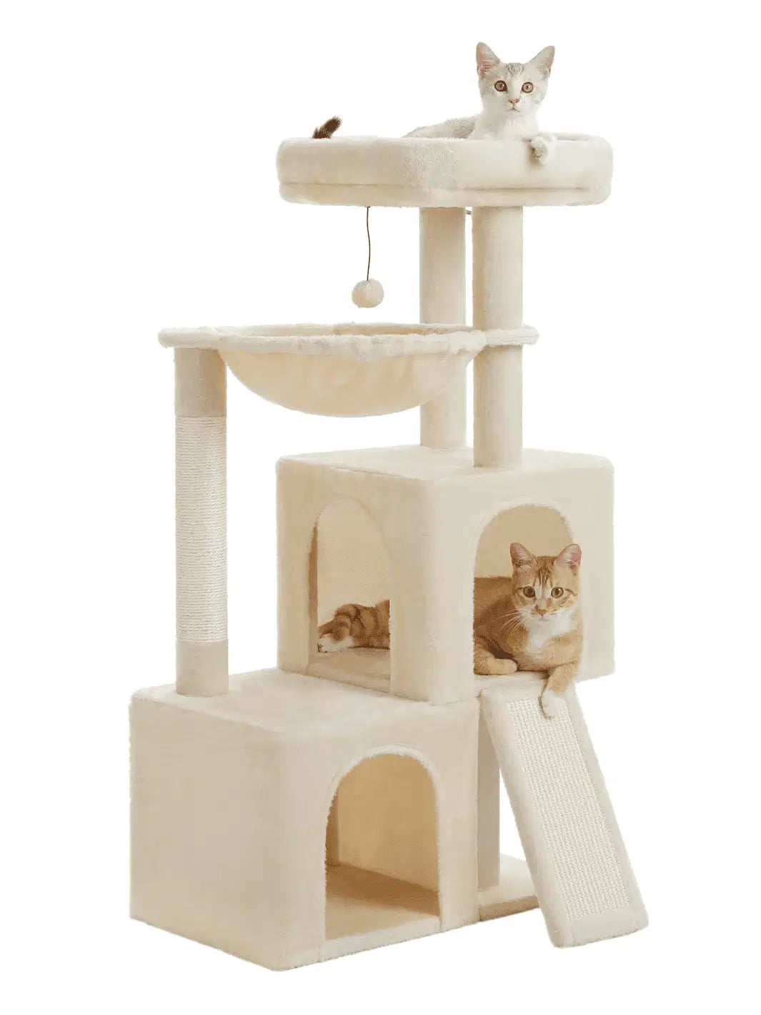 Arbre à Chat Beige 104 cm avec Condos Spacieux et Griffoirs en Sisal - Beigeline - CATIUM