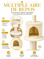 Arbre a Chat Beige 104 cm avec Niche et Griffoir-caracteristique1