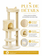 Arbre a Chat Beige 104 cm avec Niche et Griffoir-caracteristique2