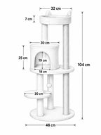 Arbre a Chat Beige 104 cm avec Niche et Griffoir-dimensions