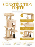 Arbre a Chat Beige avec Brosse et Balles de Jeu-caracteristique1