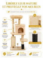 Arbre a Chat Beige avec Brosse et Balles de Jeu-caracteristique2
