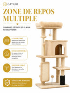 Arbre a Chat Beige avec Brosse et Balles de Jeu-caracteristique3