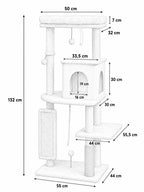 Arbre a Chat Beige avec Brosse et Balles de Jeu-dimensions