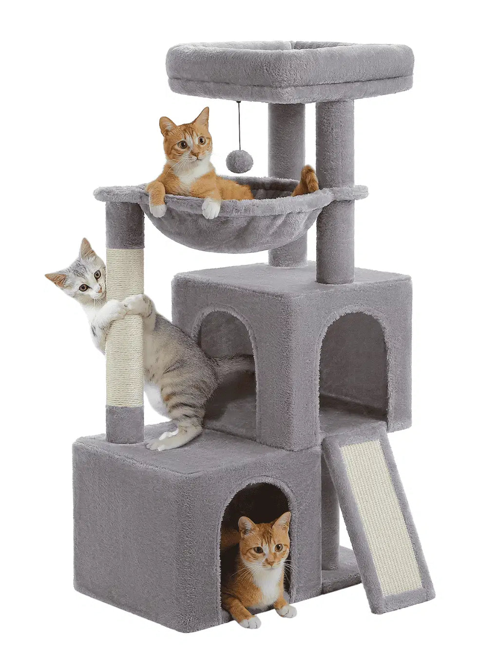 Arbre à Chat Gris 104 cm avec Condos Spacieux et Griffoirs en Sisal - Grisette - CATIUM