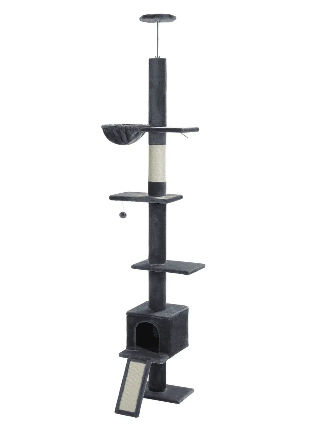 Arbre_a_Chat_Gris_Fonce_210-274_cm_Ajustable_avec_Condo_et_Griffoirs - Obscuria - Catium