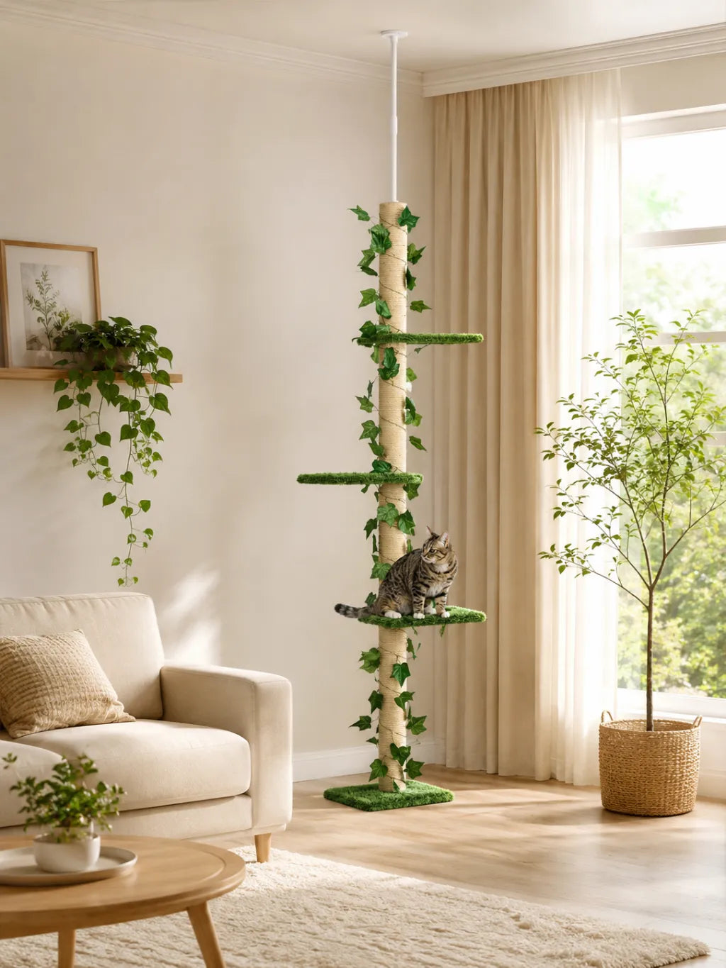 Arbre a Chat Plafond Vert 242 cm avec Hamac-interieur