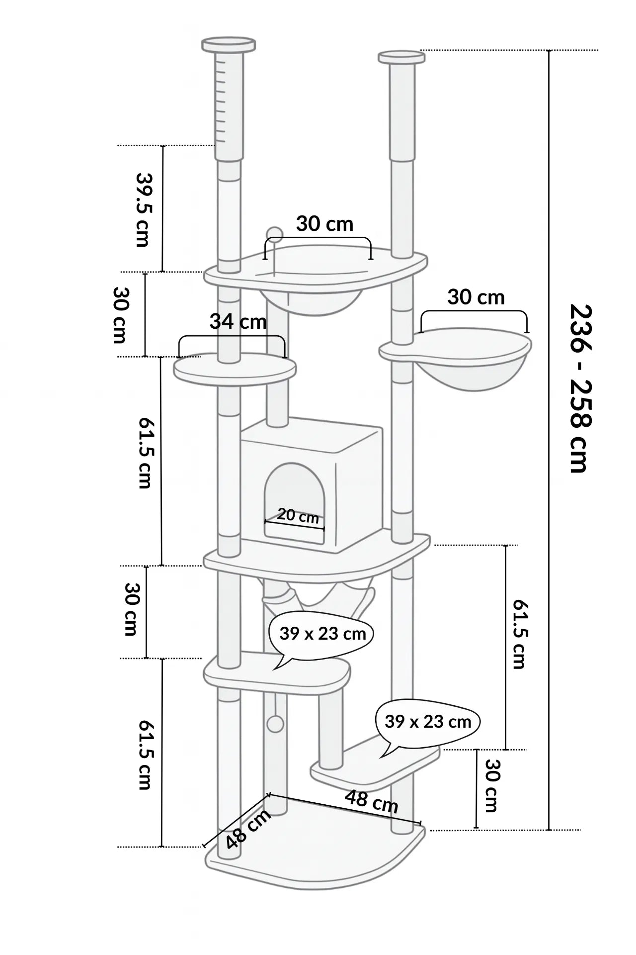Arbre_a_Chat_Reglable_XXL_avec_Tours_et_Griffoirs_en_Sisal_Dimensions