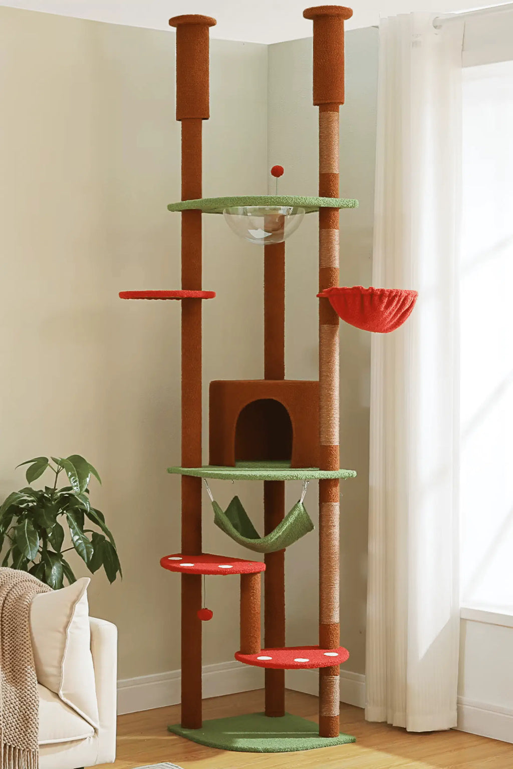 Arbre à Chat Réglable XXL avec Tours et Griffoirs en Sisal Marron - Félinara