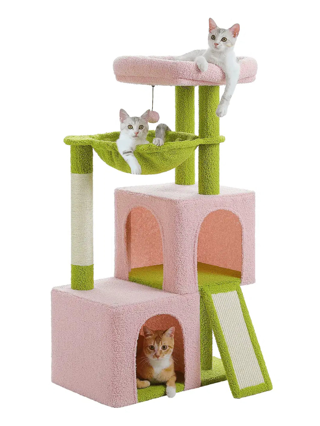 Arbre à Chat Rose 104 cm avec Condos Spacieux et Griffoirs en Sisal - Fleurina