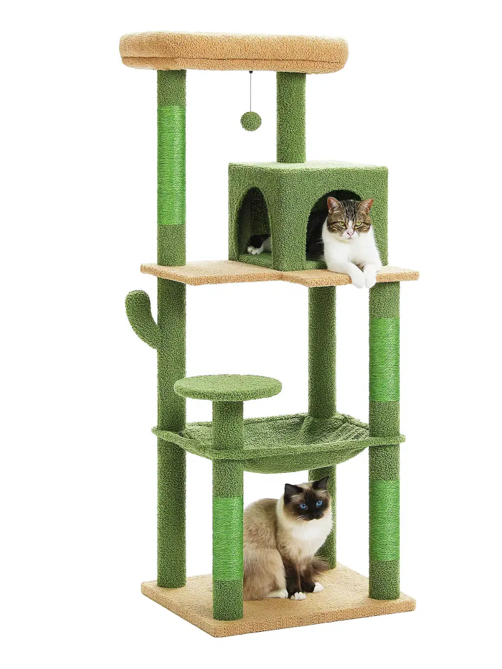 Arbre_a_Chat_Vert_143_cm_Style_Cactus_avec_Condo_et_Hamac - Verdélys - Catium