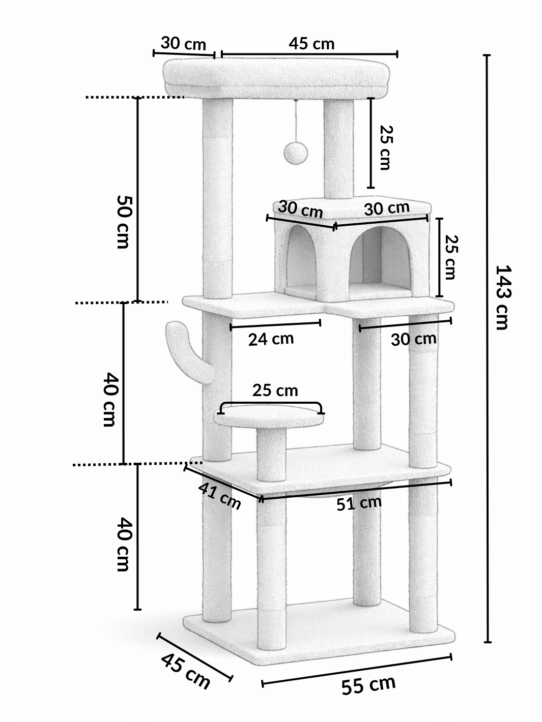Arbre_a_Chat_Vert_143_cm_Style_Cactus_avec_Condo_et_Hamac_Dimensions