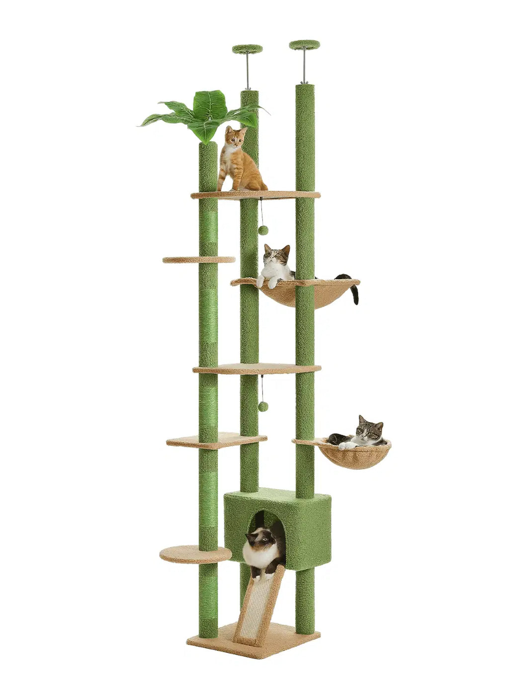 Arbre_a_Chat_Vert_230_255_cm_Style_Cactus_avec_Condo_et_Hamac - Cactélia - Catium