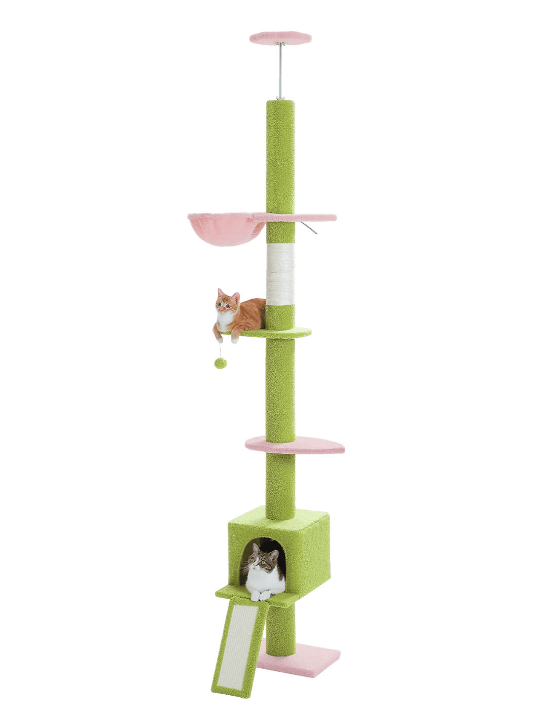 Arbre_a_Chat_Vert_et_Rose_210-274_cm_Ajustable_avec_Condo_et_Griffoirs