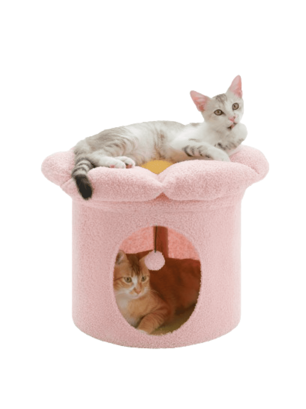 Arbre à chat design en forme de fleur rose avec plateformes