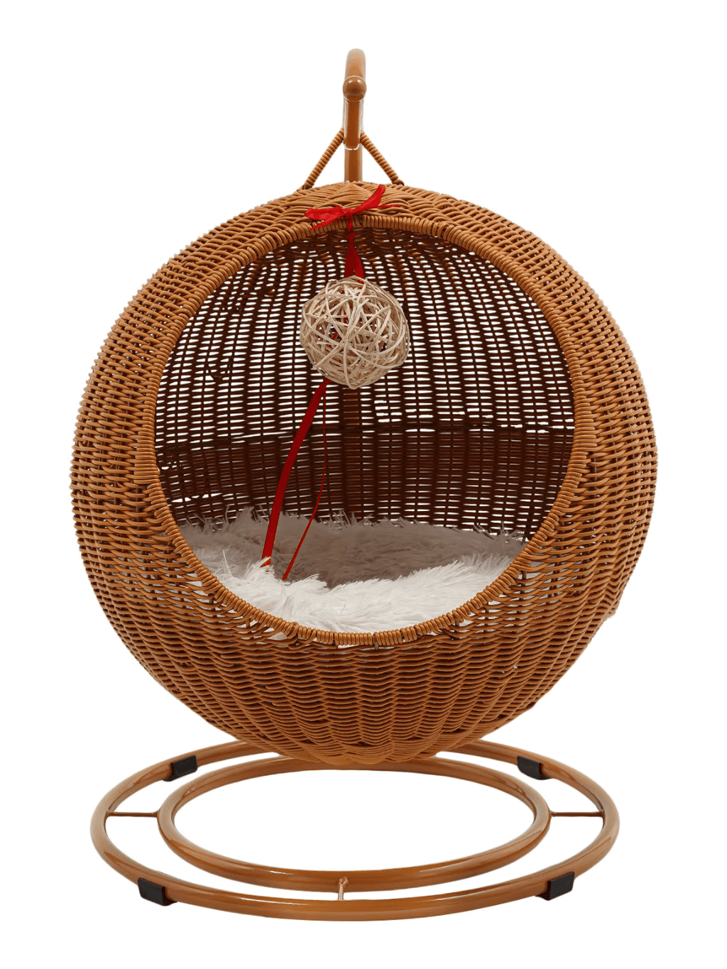 Balancoire_Chat_sur_Pied_Rotin_PP_Brun_Dore_Face_Solevia