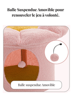 Balle suspendue amovible sur arbre à chat design en forme de fleur