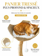 Grand Arbre à Chat Blanc 150 cm avec Paniers Rotin-caracterisique2