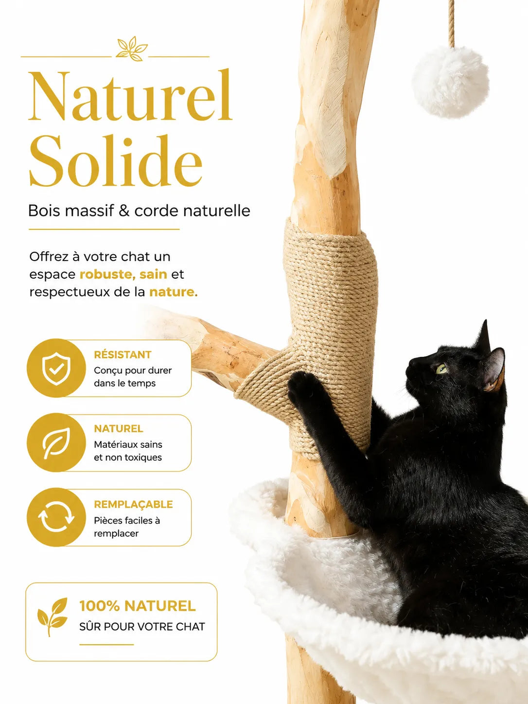 Grand Arbre à Chat Blanc 150 cm avec Paniers Rotin-caracterisique4