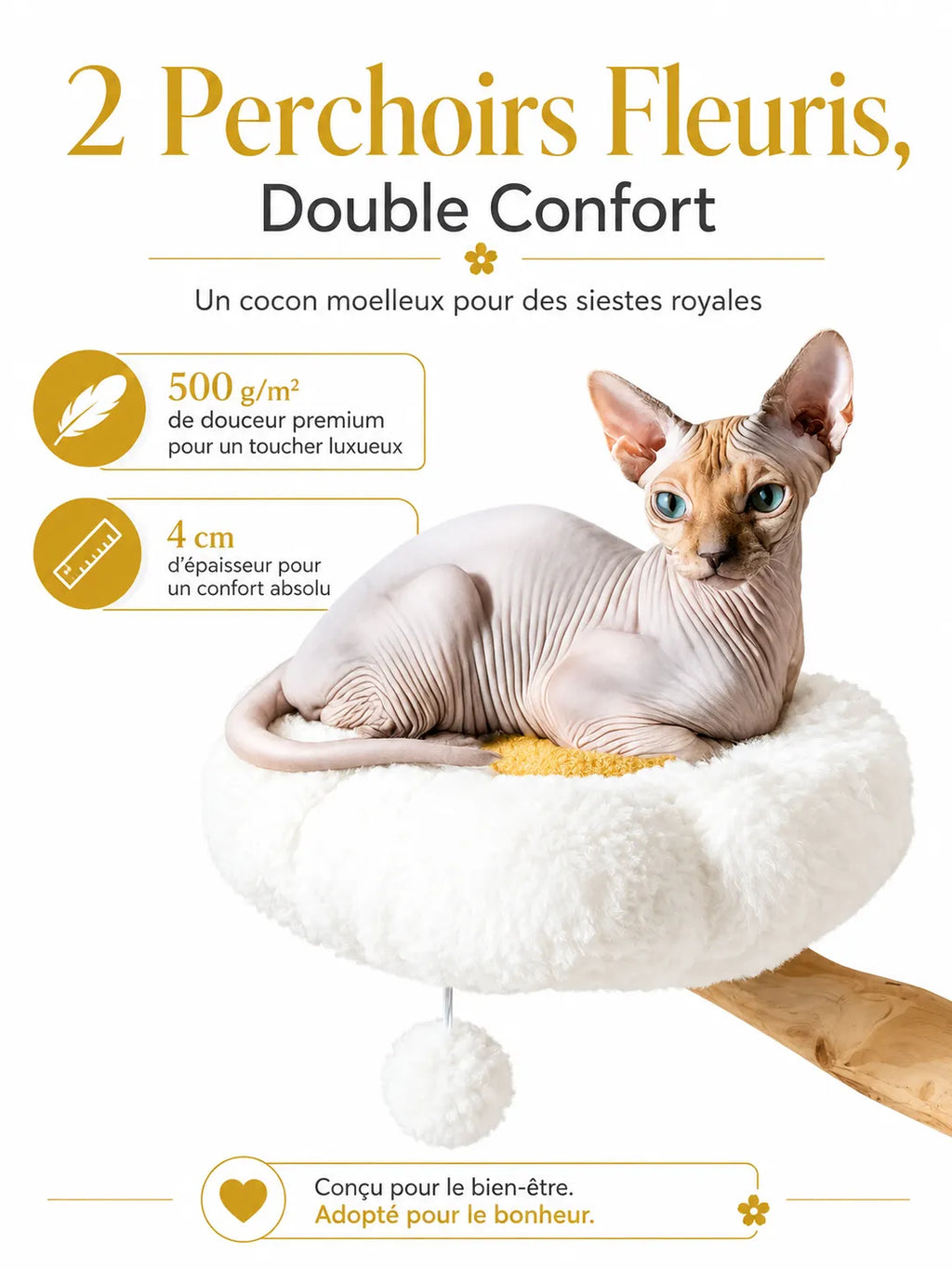Grand Arbre à Chat Blanc 150 cm avec Paniers Rotin-caracterisique5