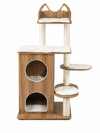 Grand Arbre a Chat Bois 122 cm avec Double Niche-Naturia