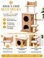 Grand Arbre a Chat Bois 122 cm avec Double Niche-caracteristique1