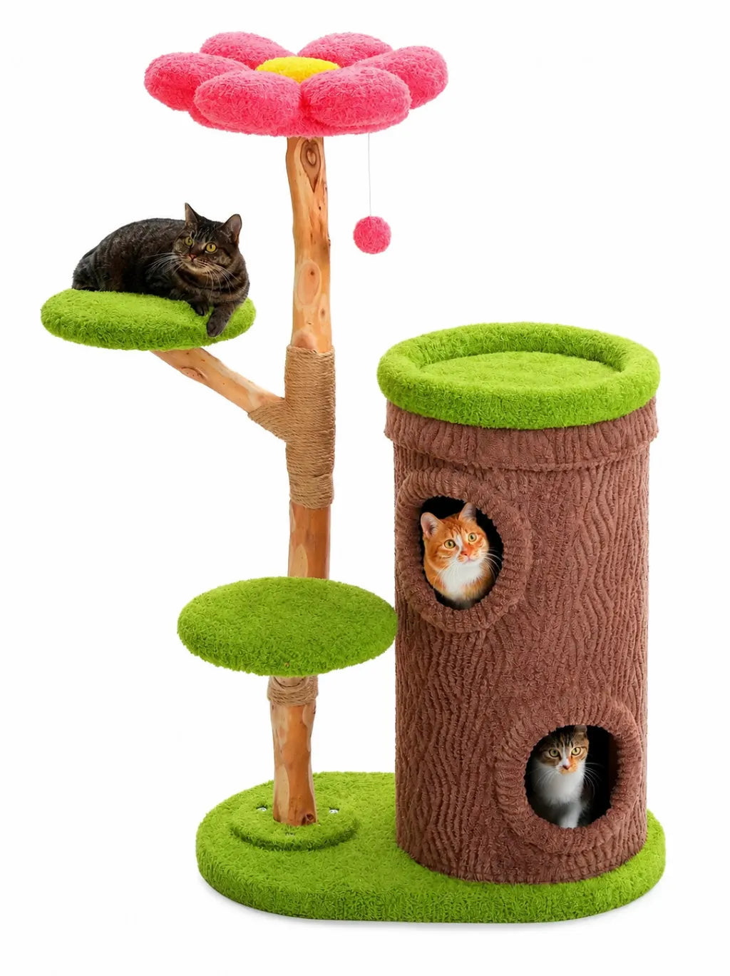 Grand Arbre à Chat Marron 136 cm avec 4 Niches - Rosalia
