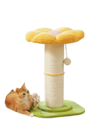 Griffoir_fleur_pour_chat_Orange_avec_poteaux_doubles_en_sisal
