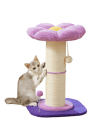 Griffoir_fleur_pour_chat_Violet_avec_poteaux_doubles_en_sisal