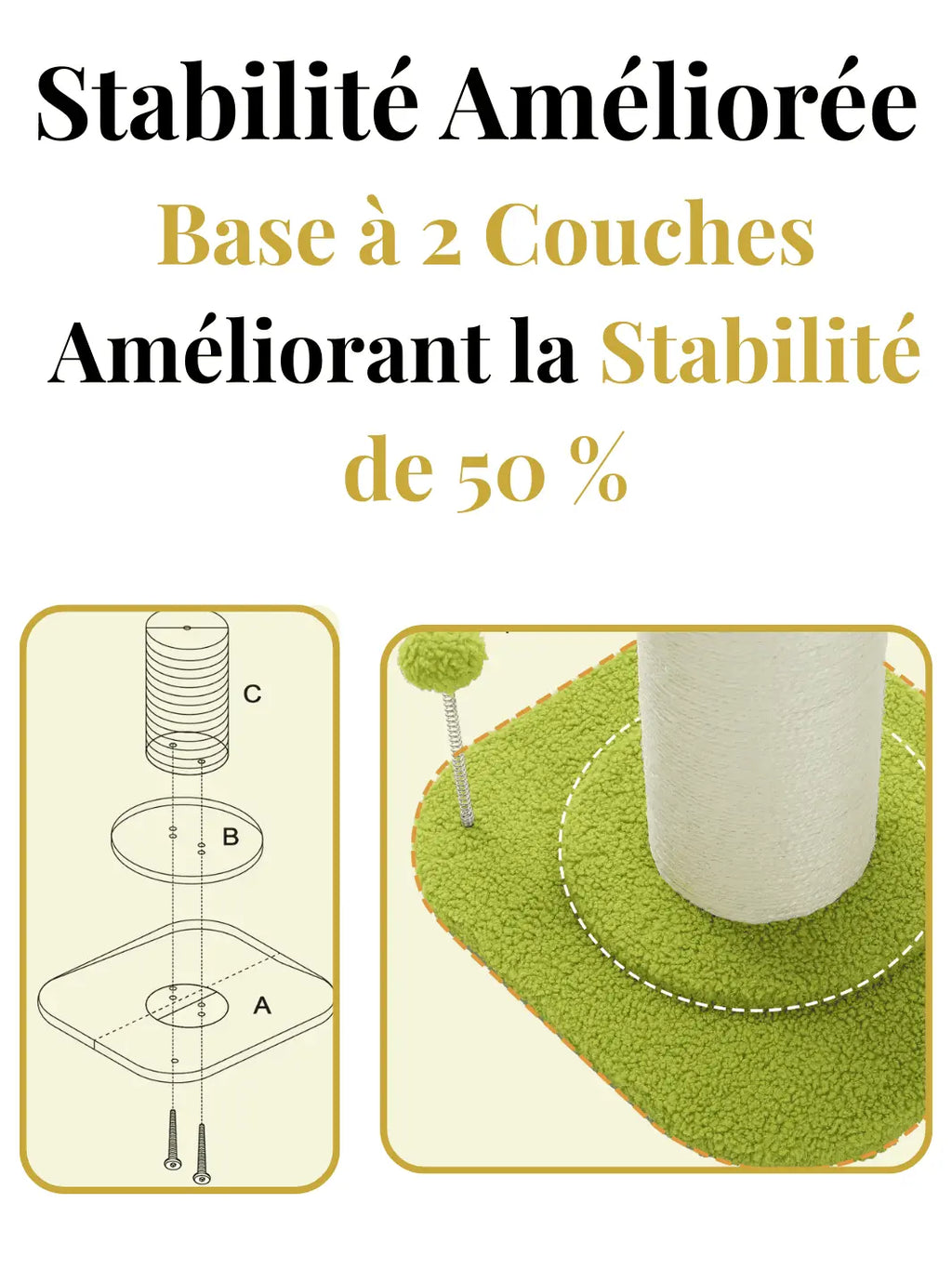 Griffoir fleur pour chat avec poteaux doubles en sisal  Caractéristique 3 | CATIUM