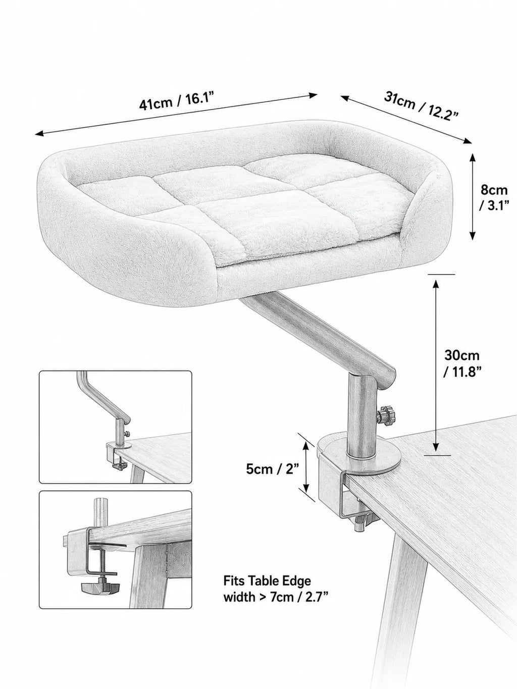 Lit de Bureau Rotatif pour Chat-Dimensions